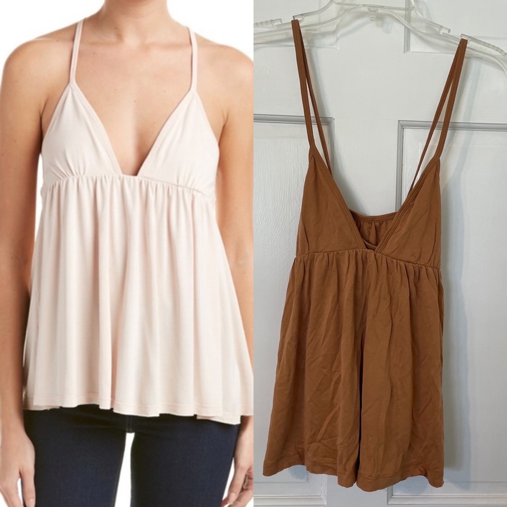 NWT Free People Clara deep v-neck cross bank tank top XS